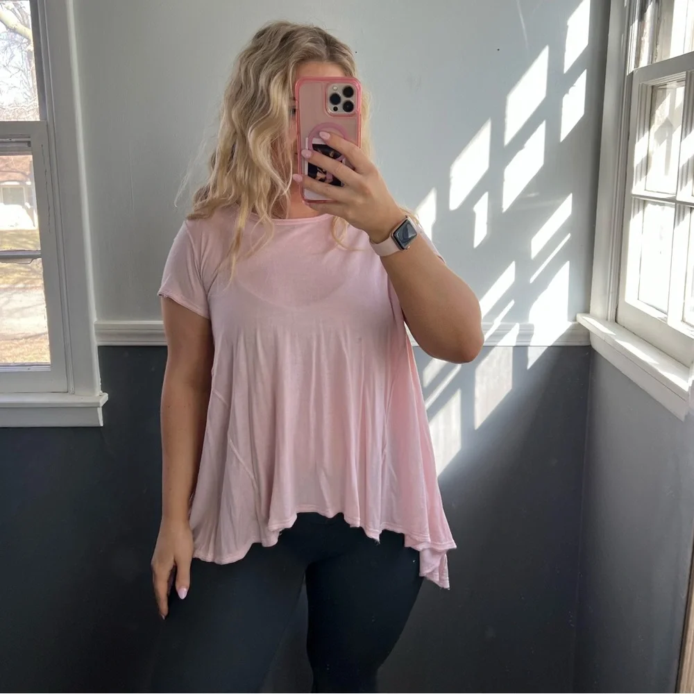Free People Flowy Pink Short Sleeve Medium